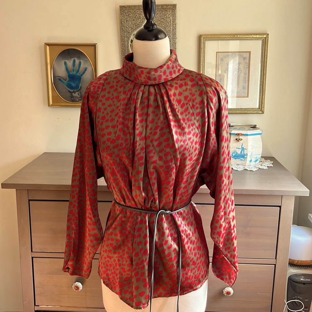 80's silk elegant dolman sleeves blouse